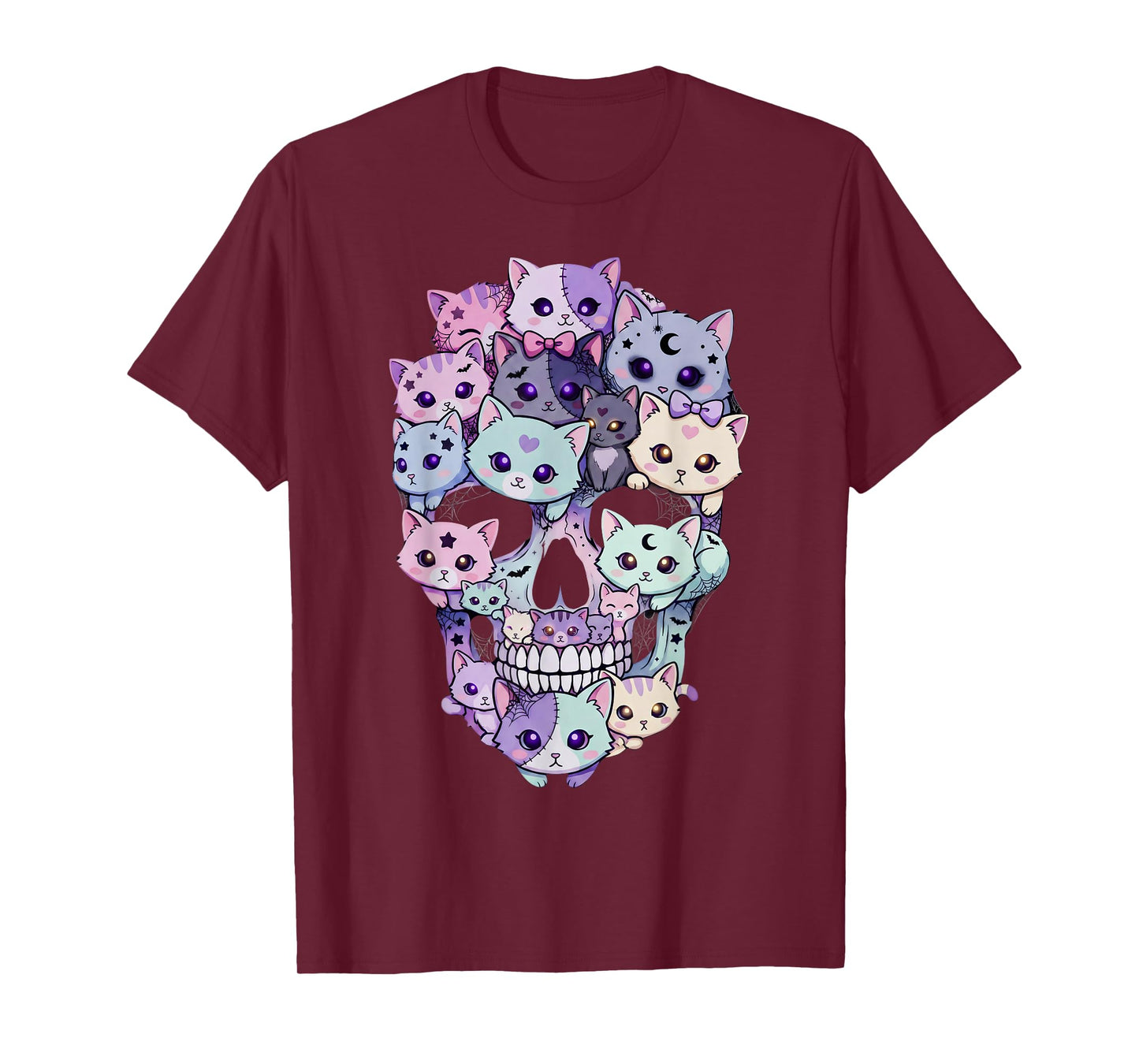 Creepy Cute Cat Skull Halloween Aesthetic Kawaii Kitty T-Shirt