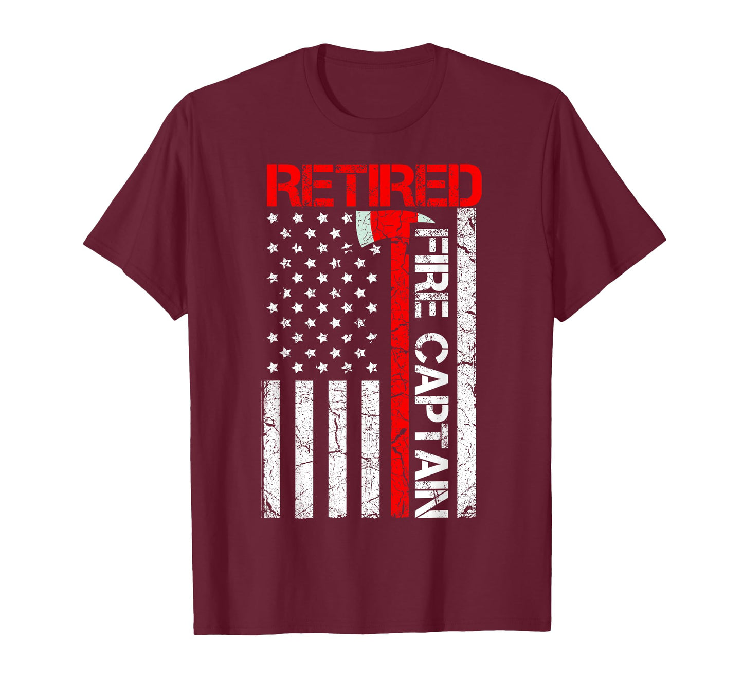 Retired Firefighter Fire Captain Retirement American Flag T-Shirt