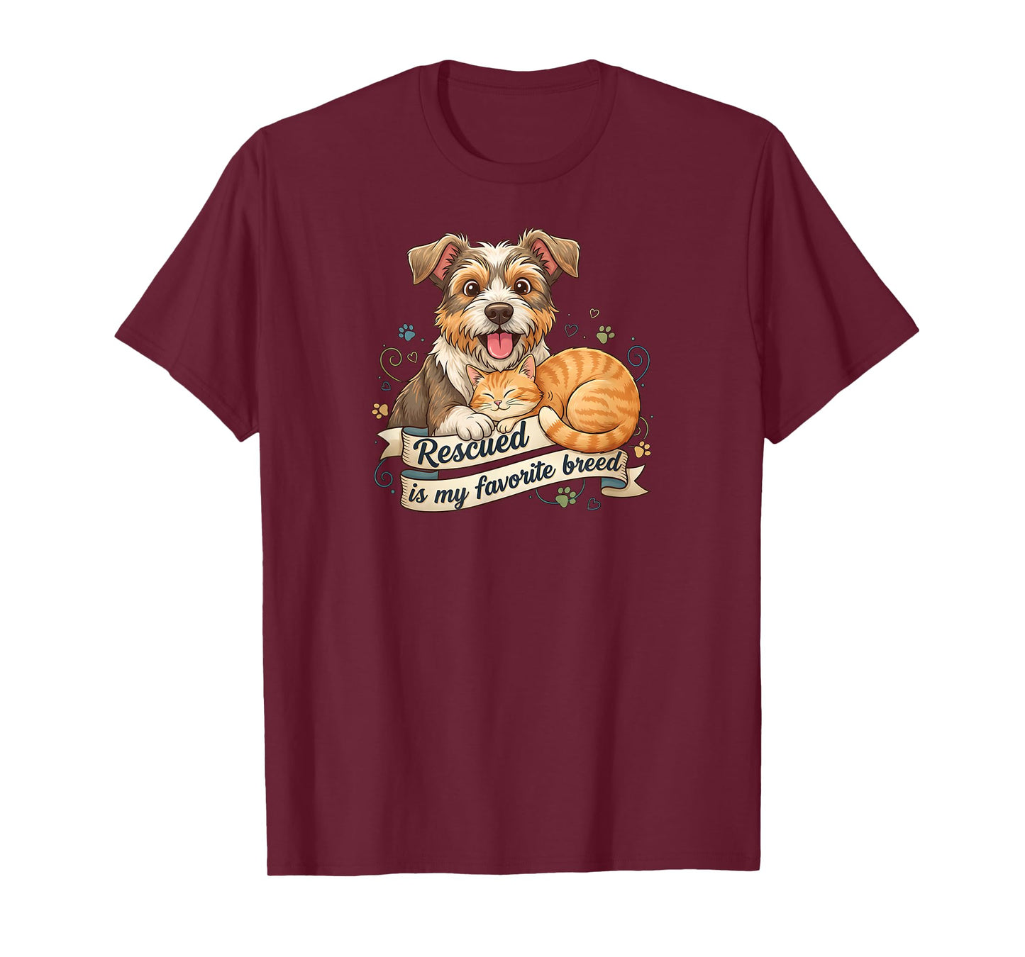 Rescued is My Favorite Breed Dog Cat Pet Adoption T-Shirt