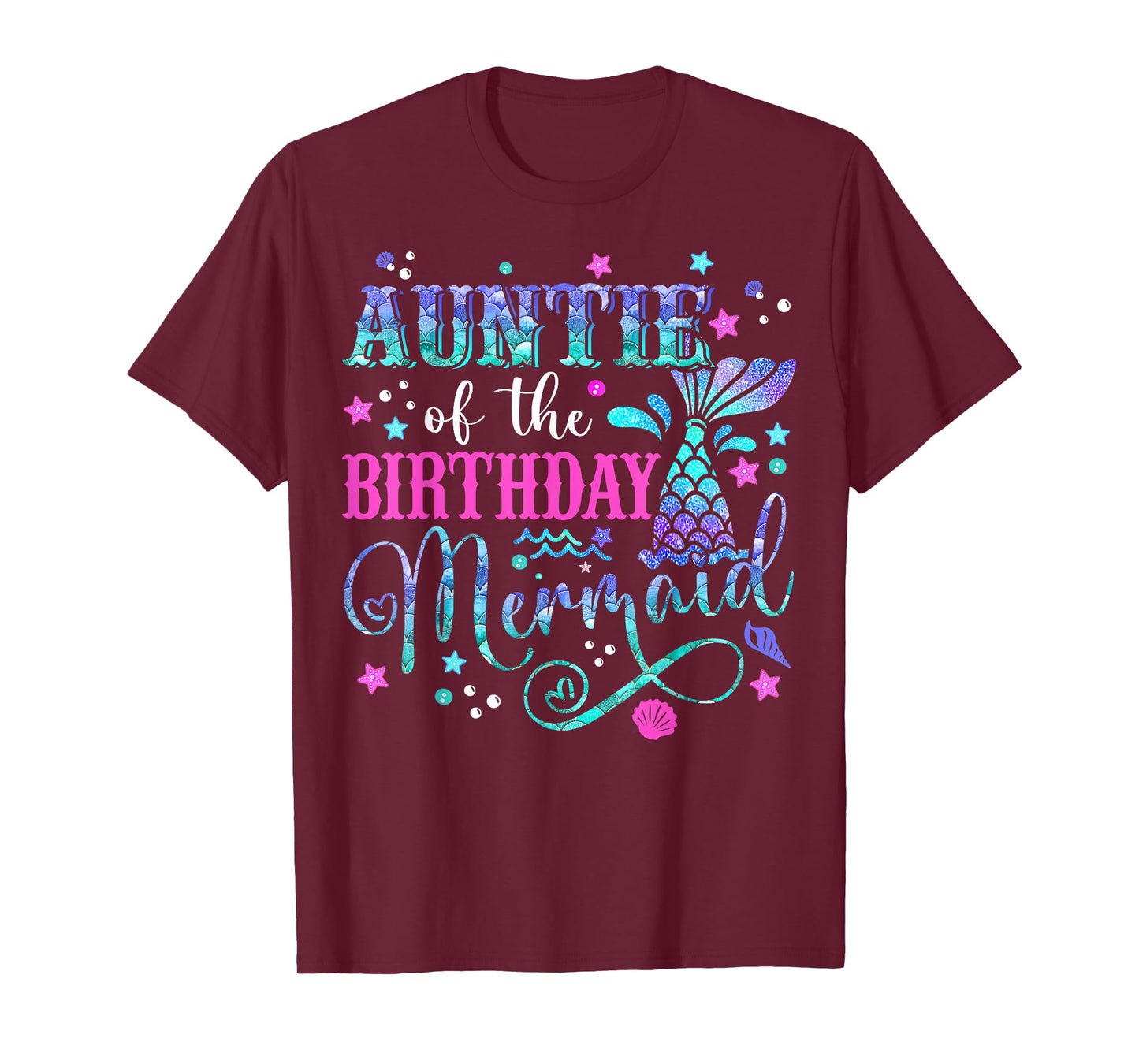 Auntie Of The Birthday Mermaid Girl Bday Party Squad Family T-Shirt