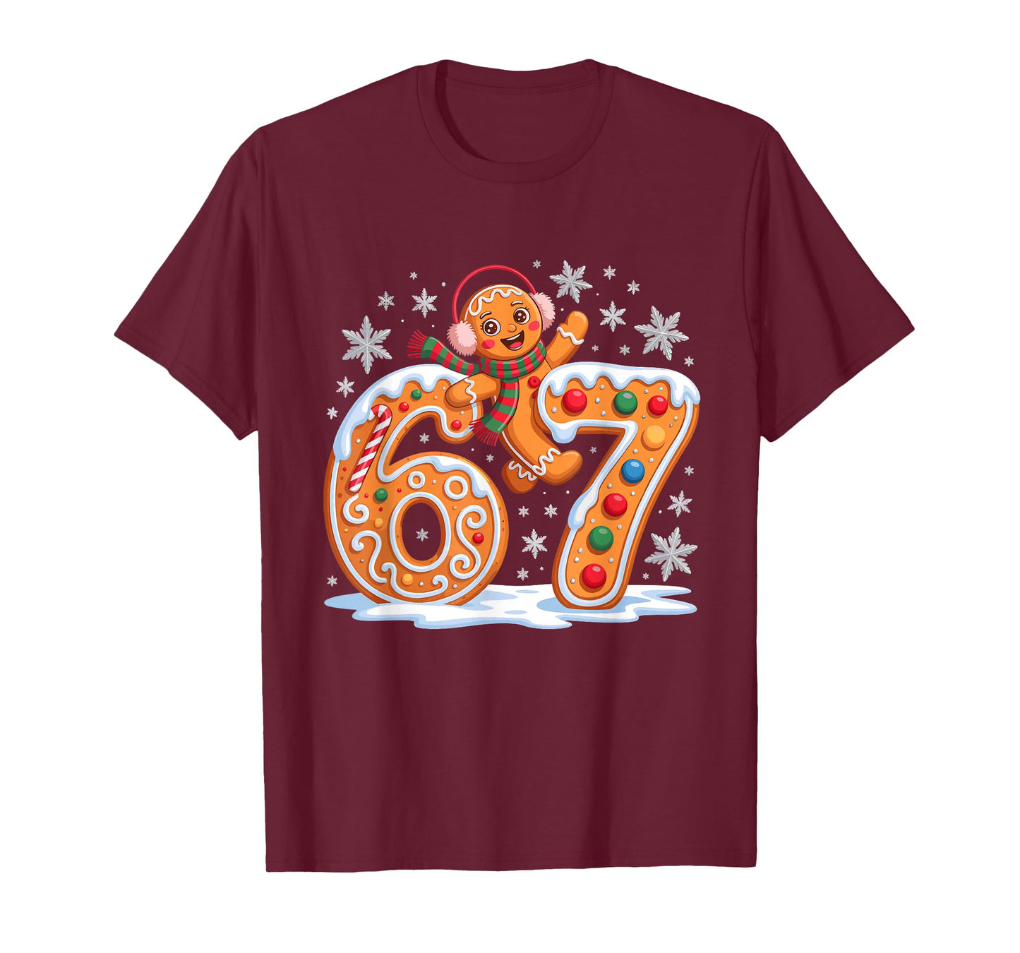 Funny Gingerbread Six Seven 67 Ice Cream Drip Christmas Girl T-Shirt