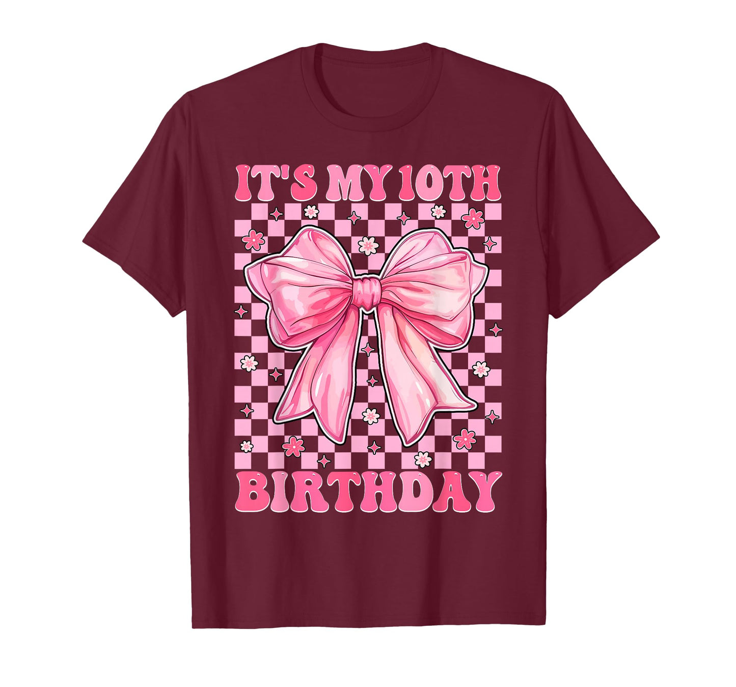 Birthday Girls Pink Coquette Bow It's My 10Th Birthday Girl T-Shirt