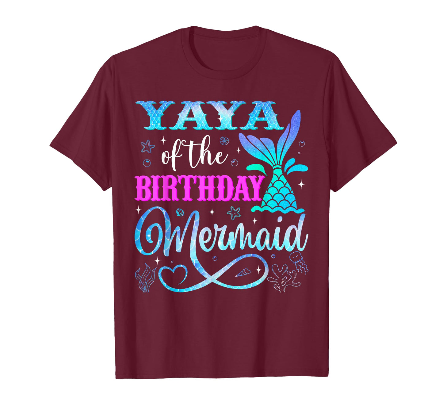 Yaya of The Birthday Mermaid Family Matching Party T-Shirt