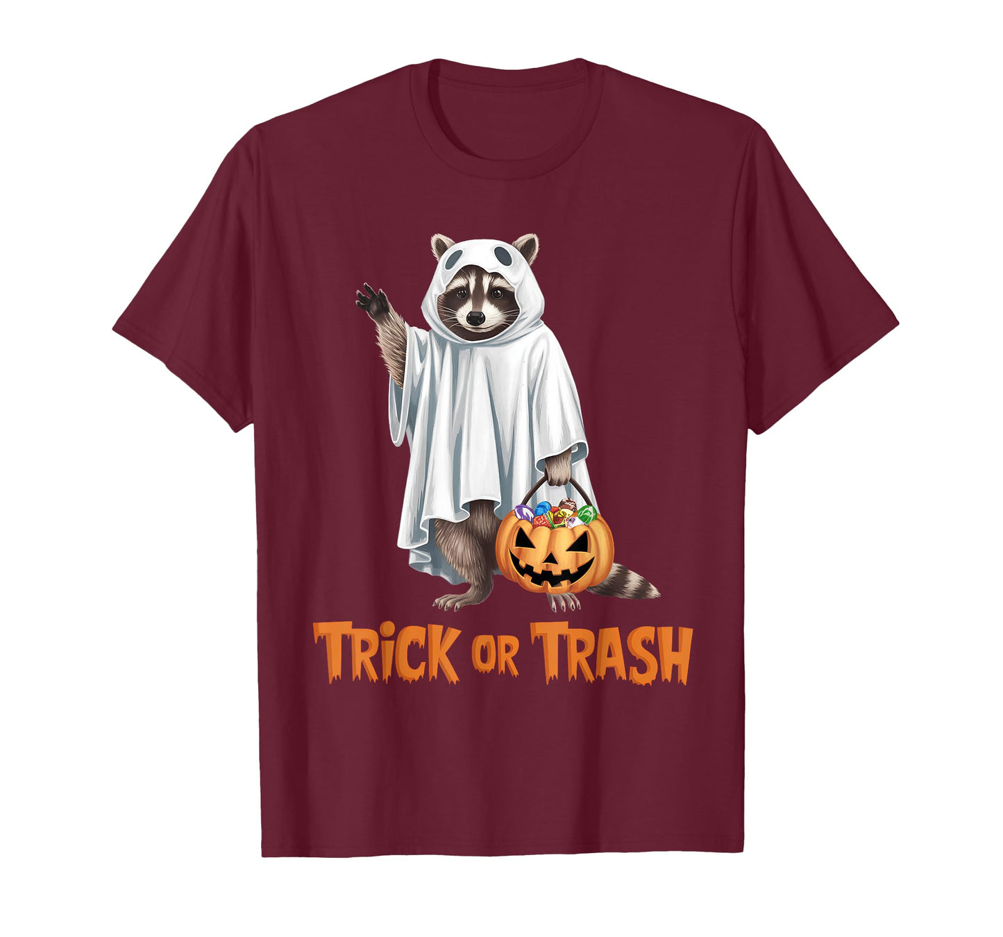 Trick Or Trash Funny Raccoon Ghost Halloween Racoon T-Shirt