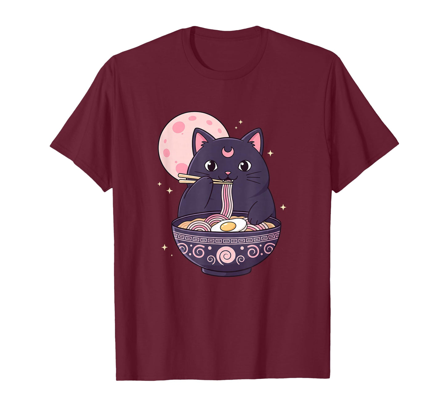Anime Kawaii Cat Ramen, Moon Neko Eating Ramen Cute T-Shirt