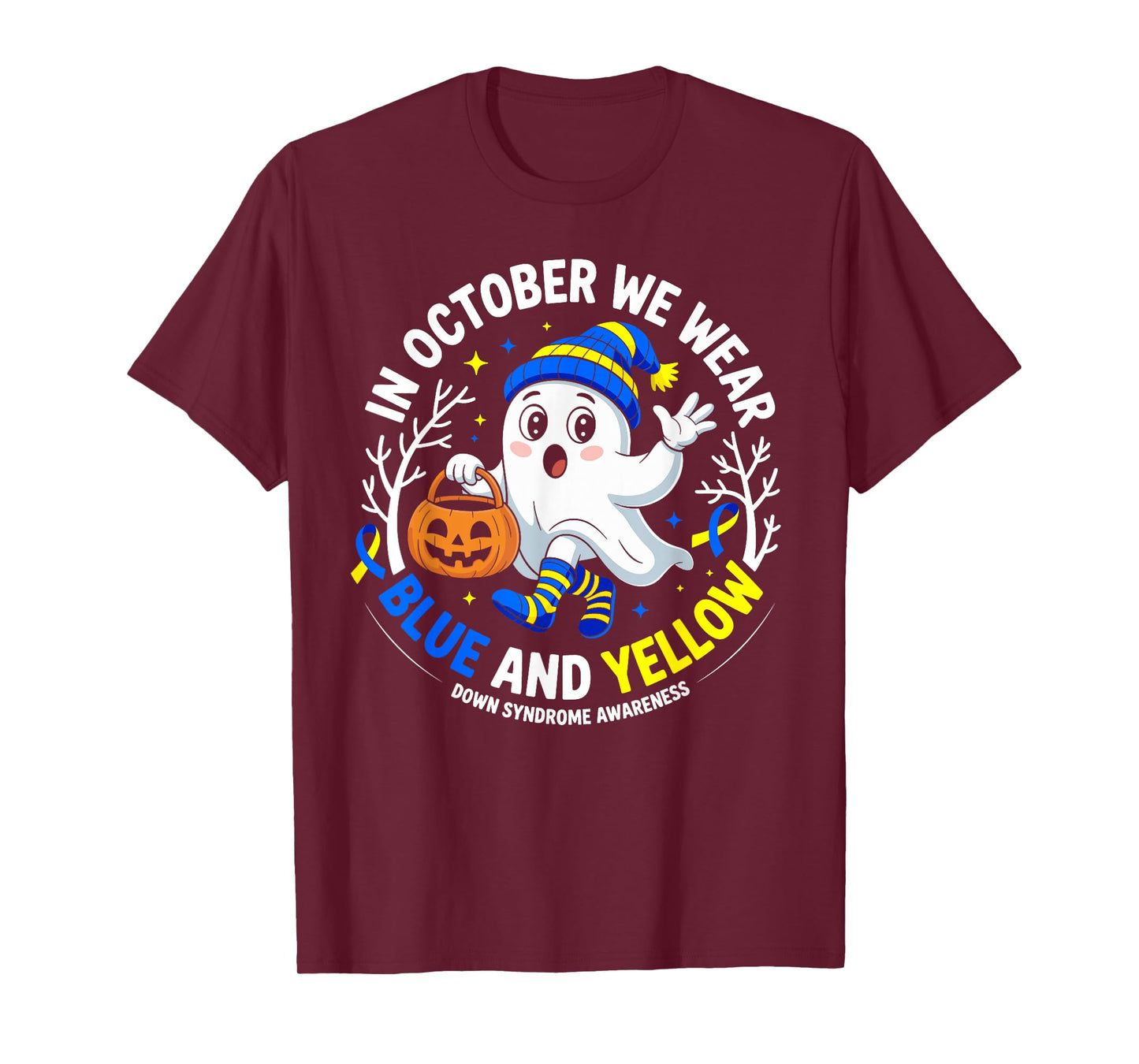 in October We Wear Yellow and Blue Down Syndrome Awareness T-Shirt