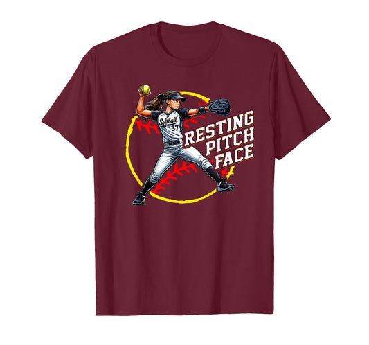 Softball Resting Pitch Face Sassy Girls Softball Humor T-Shirt