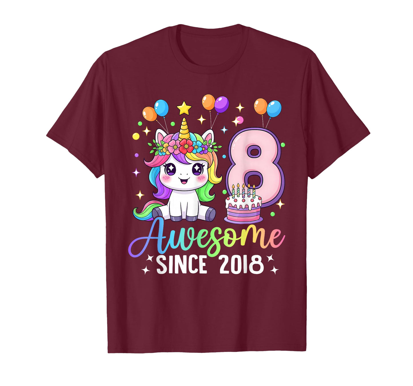 Unicorn 8th Birthday 8 Year Old Unicorn Party Birthday Girl T-Shirt