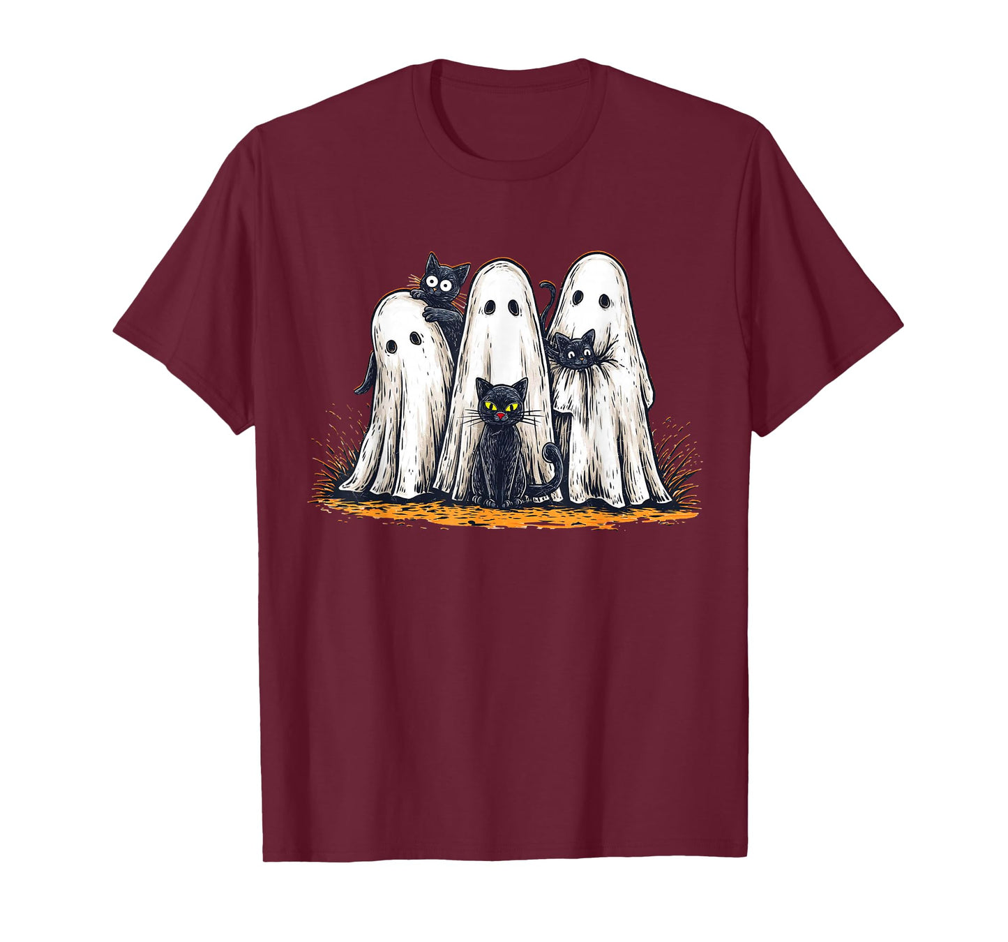 Funny Ghosts Holding Black Cats Halloween Ghost Cat Lovers T-Shirt