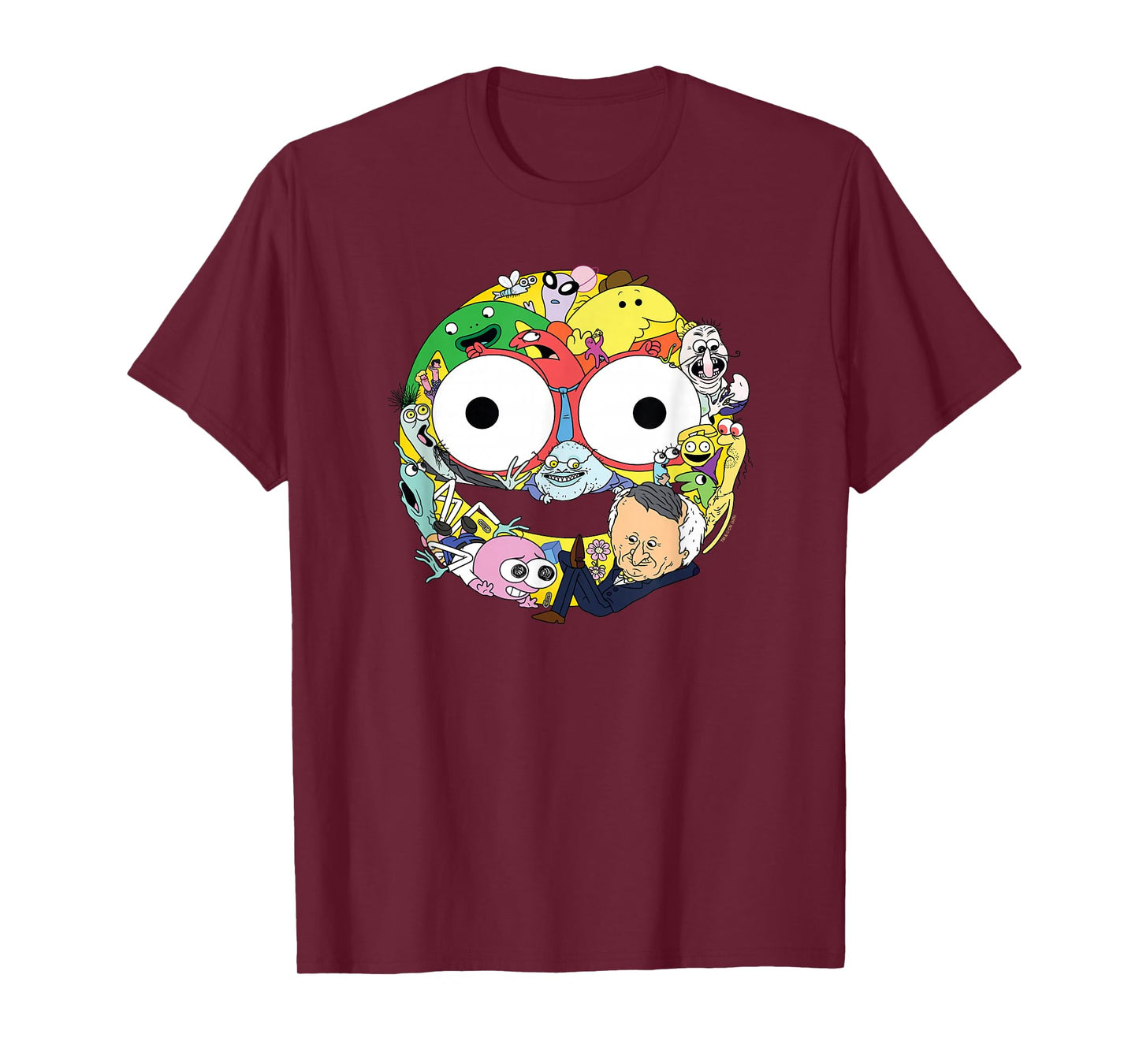 Smiling Friends Smiley Face Character Collage Funny Cartoon T-Shirt