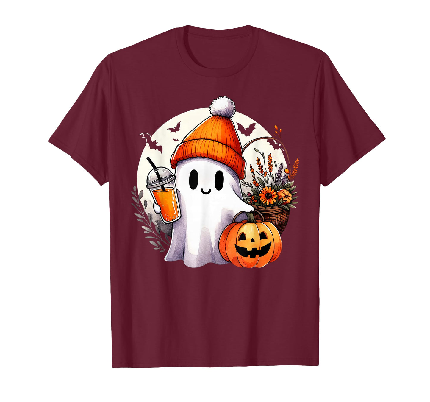Groovy Ghost Drinking Coffee Halloween Ghost Coffee Lover T-Shirt