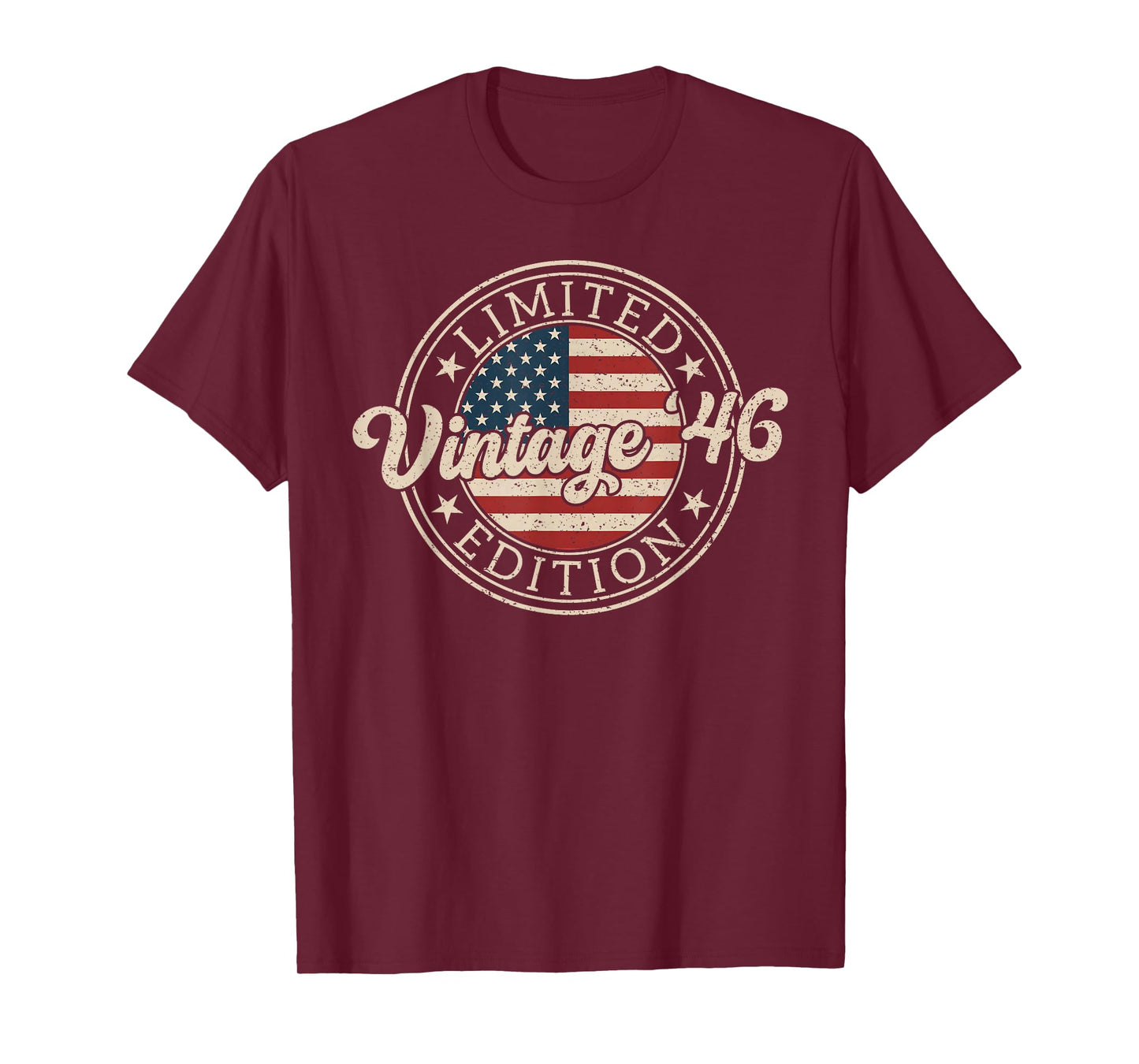 Vintage 1946 Limited Edition USA Flag Funny 80th Birthday T-Shirt
