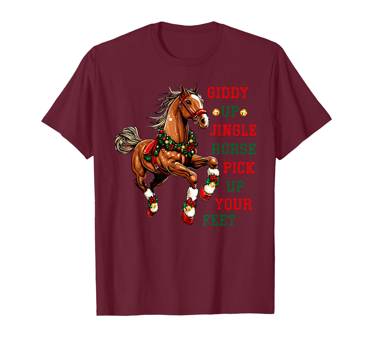 Giddy Up Jingle Horse Western Christmas Horse Country Riding T-Shirt