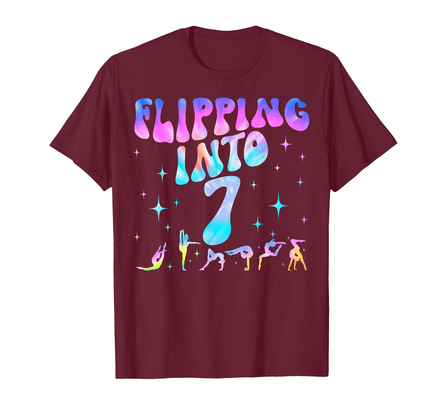 Flipping Into 7th Birthday Gymnastic 7 Years Old Girl Party T-Shirt