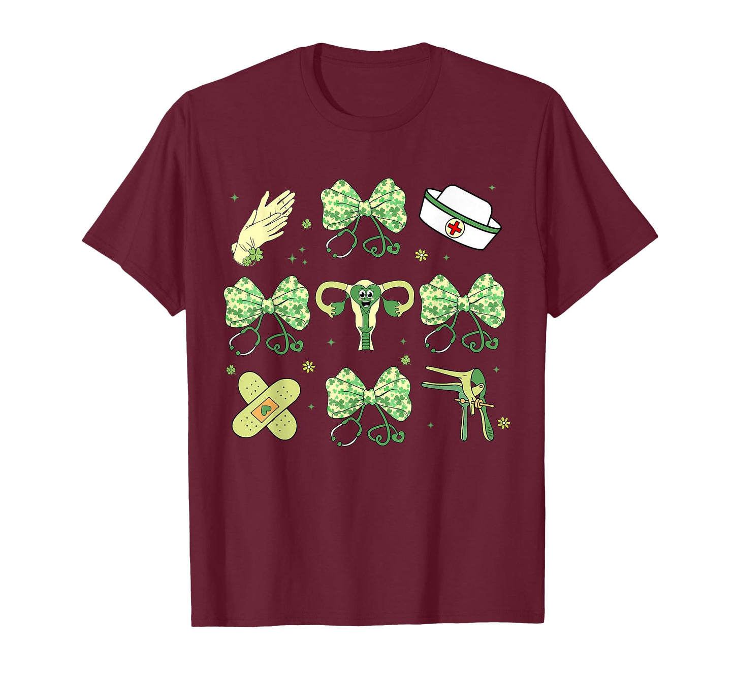 Coquette Bow OBGYN St Patricks Day Speculum Nurse Obstetrics T-Shirt