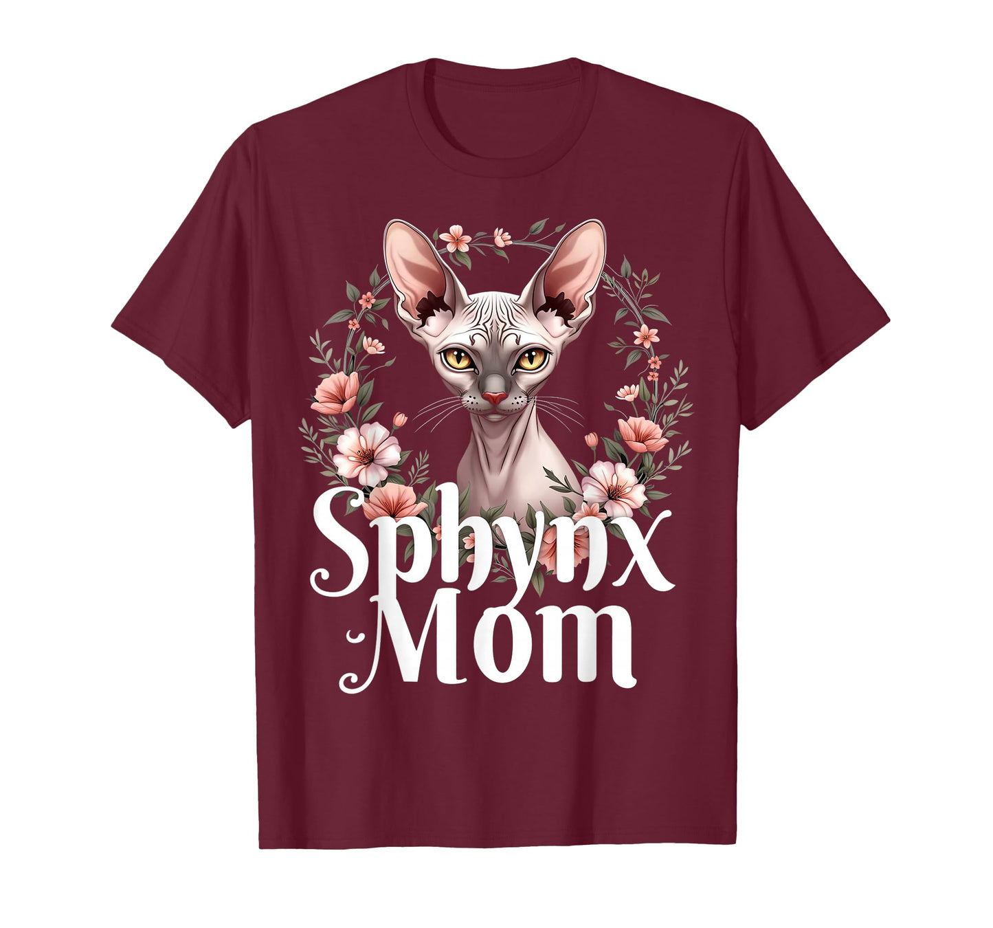 Sphynx Mom Floral Hairless Cat T-Shirt