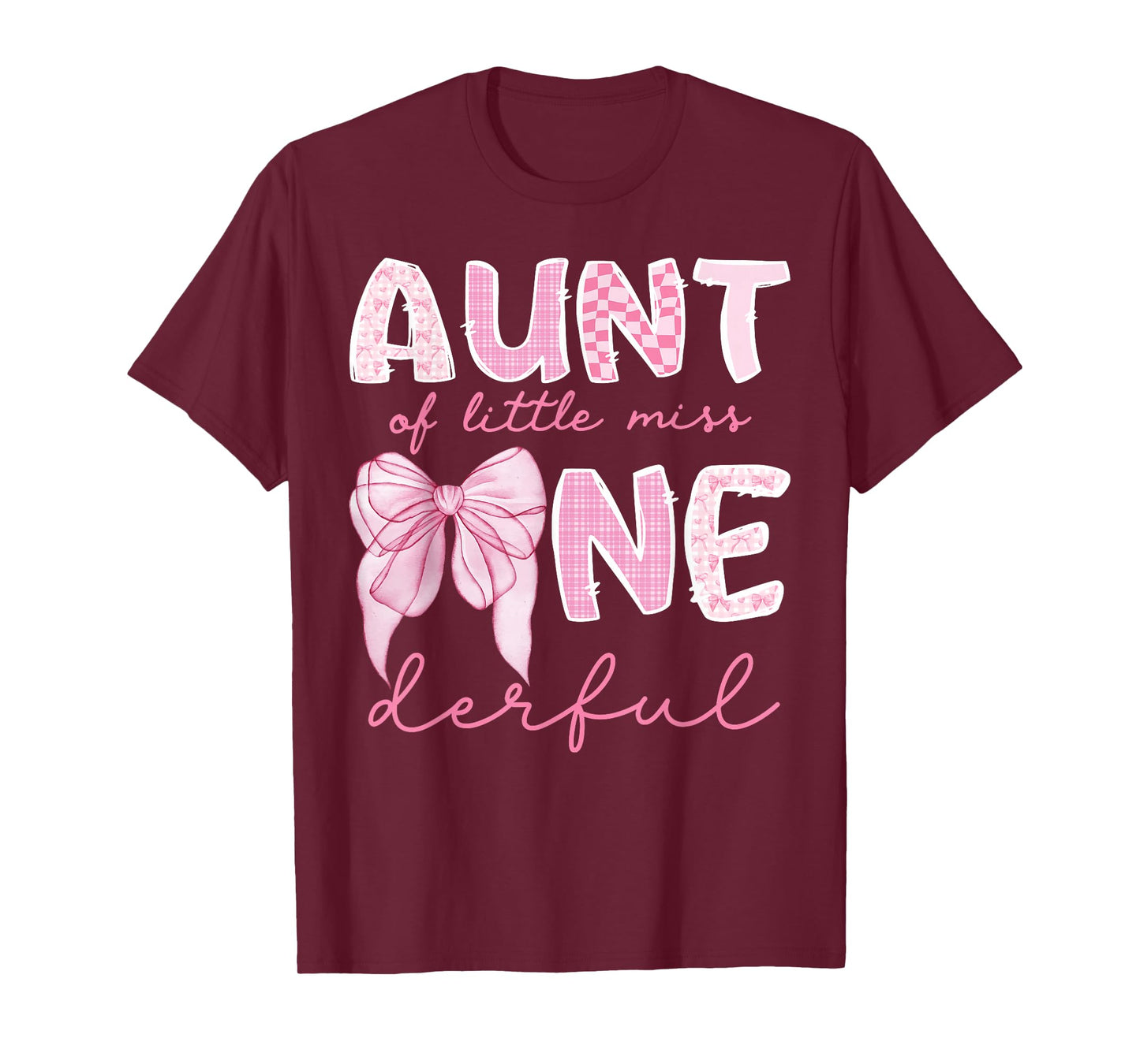 Aunt of Little Miss Onederful First Birthday Girl Bow T-Shirt