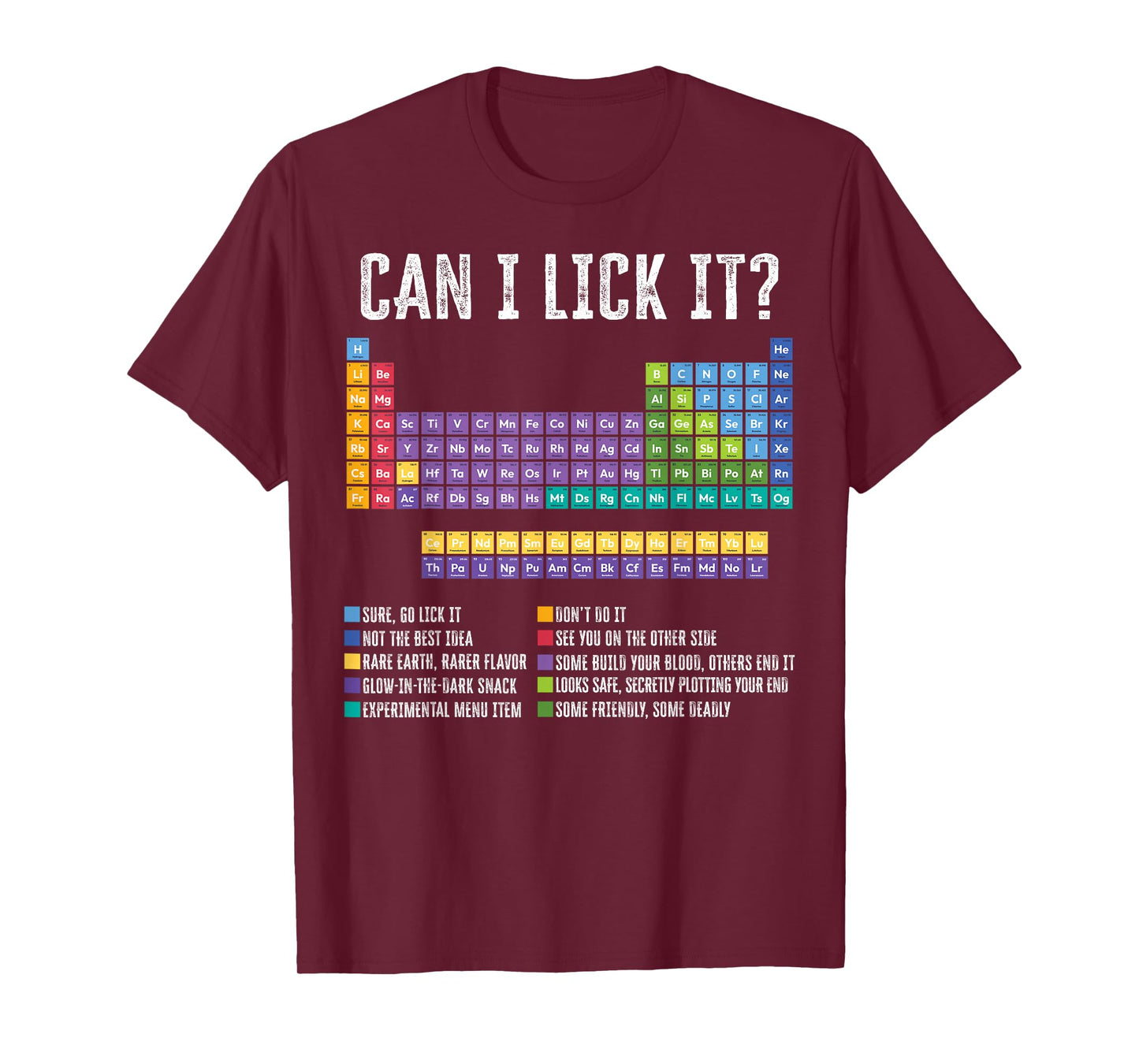 Can I Lick It Periodic Table Funny Chemistry Element Teacher T-Shirt