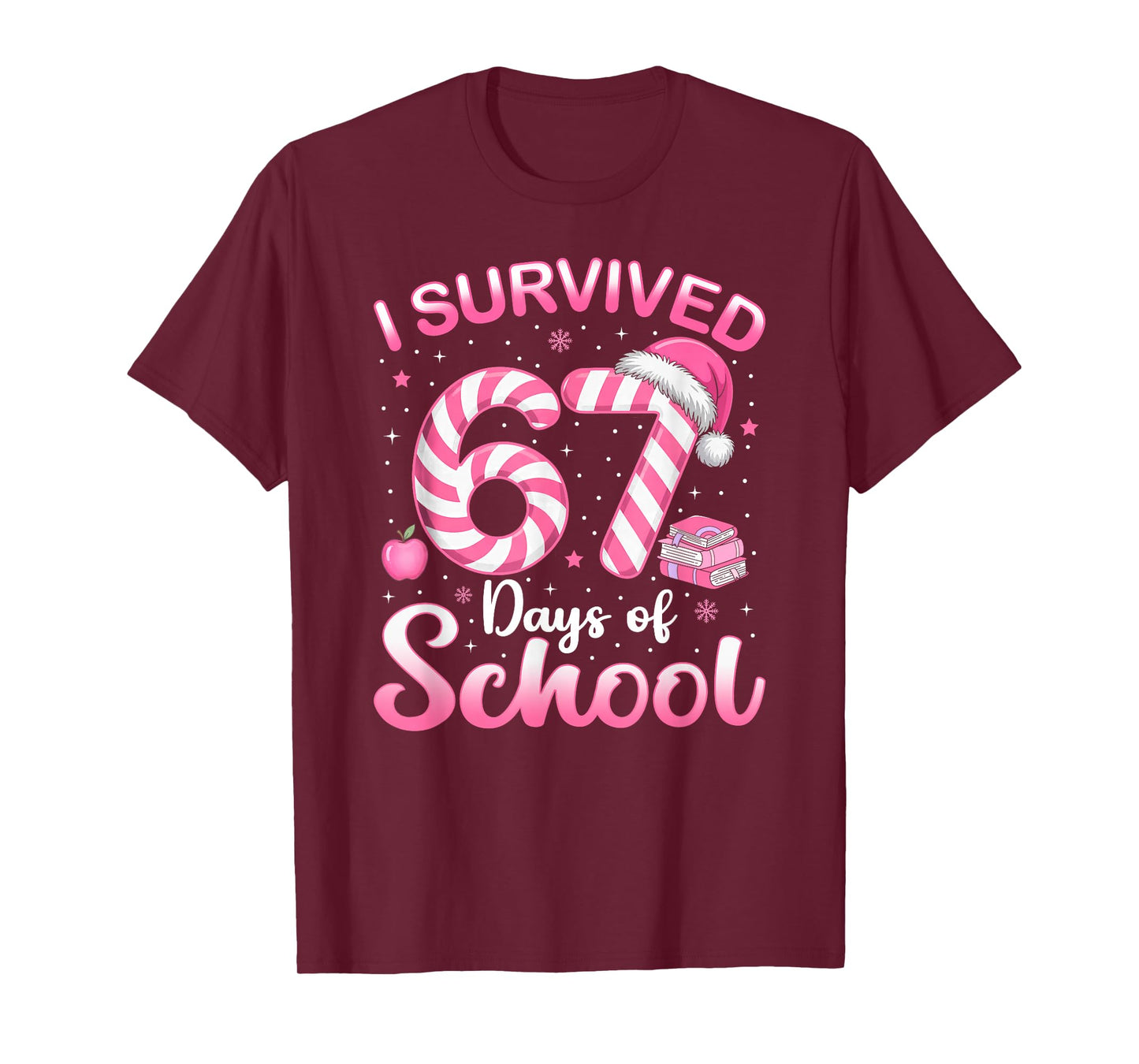67 Christmas Shirt Teacher Kids I Survived 67 Days of School T-Shirt