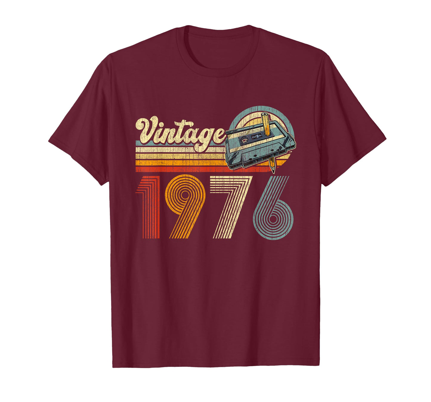 Vintage Born in 1976 Cassette Tape 50th Birthday 50 Year Old T-Shirt