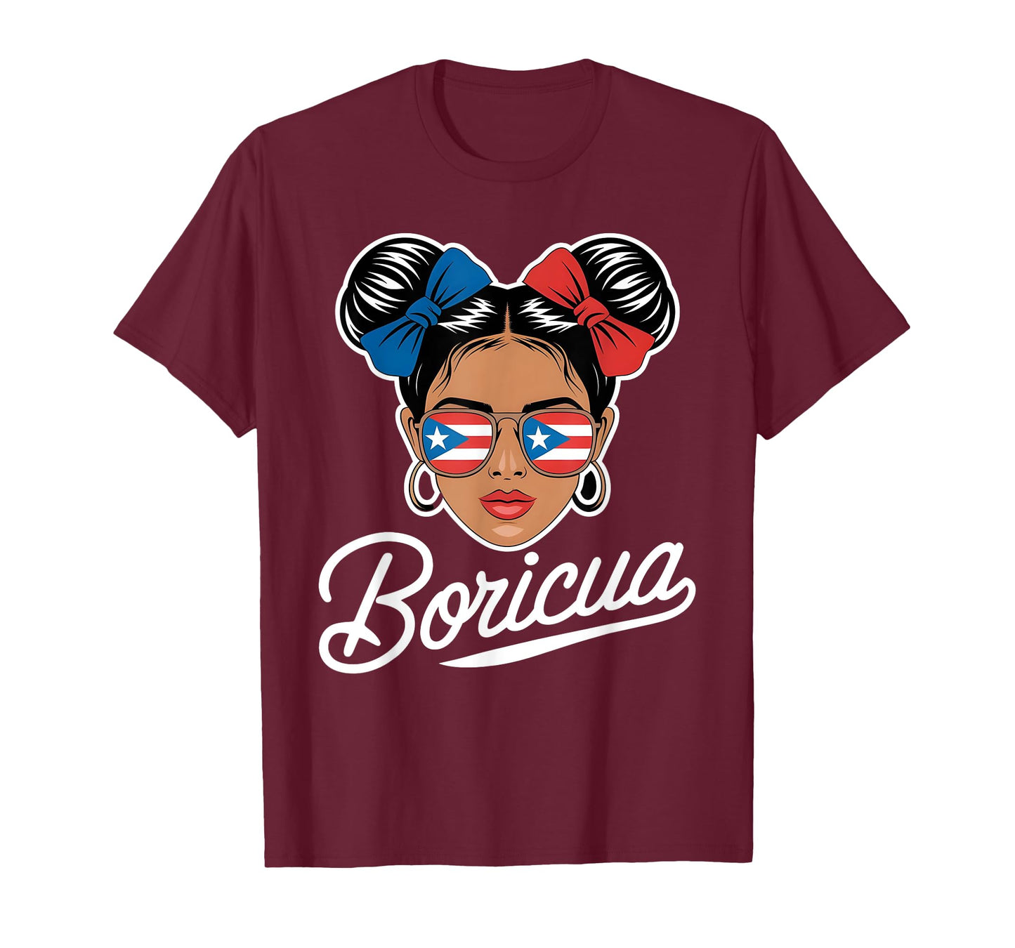 Puerto Rico Hispanic Heritage Messy Bun Puerto Rican Girls T-Shirt
