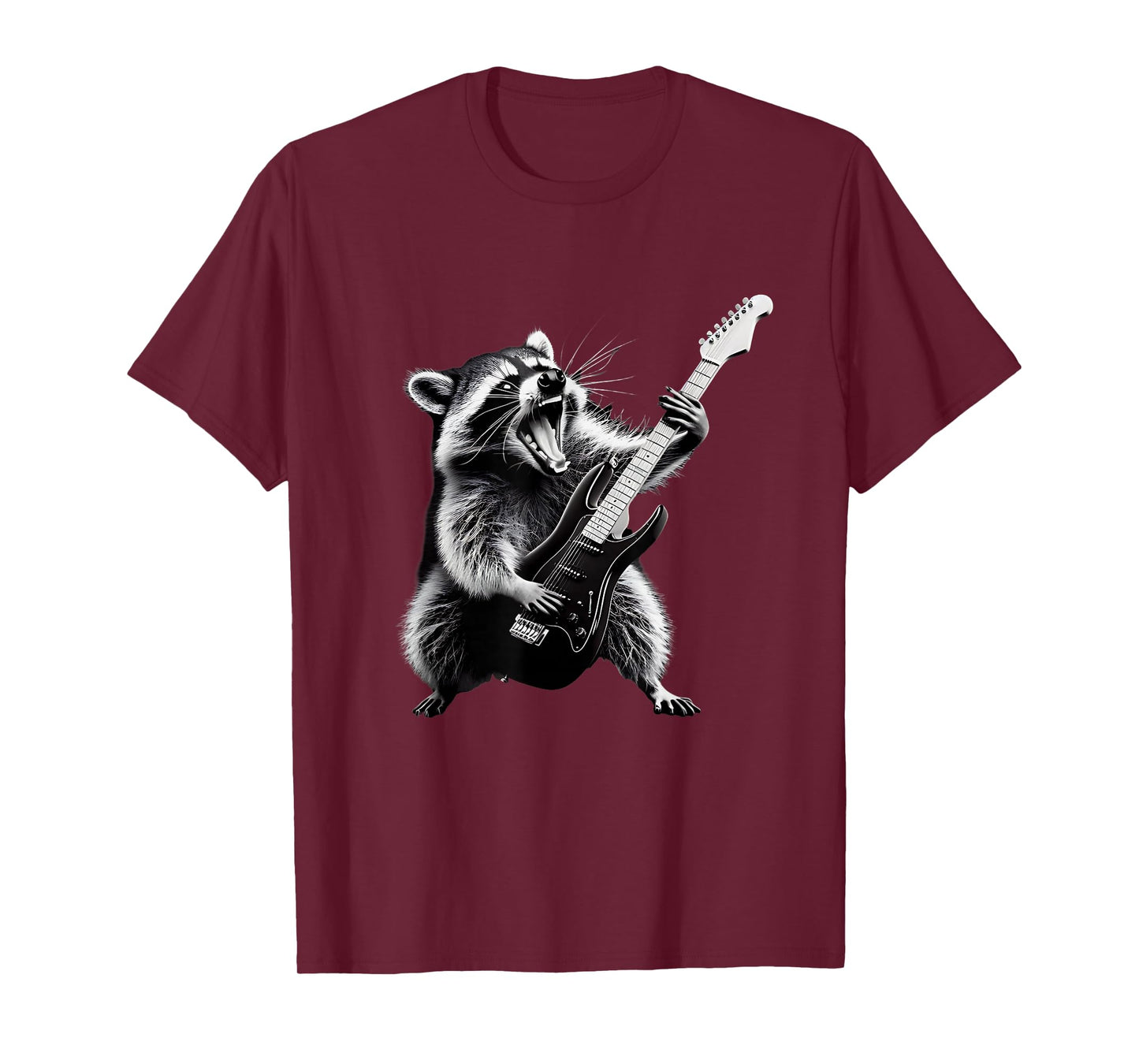 Rock Raccoon Playing Guitar Men Women Kids Funny Raccoon T-Shirt