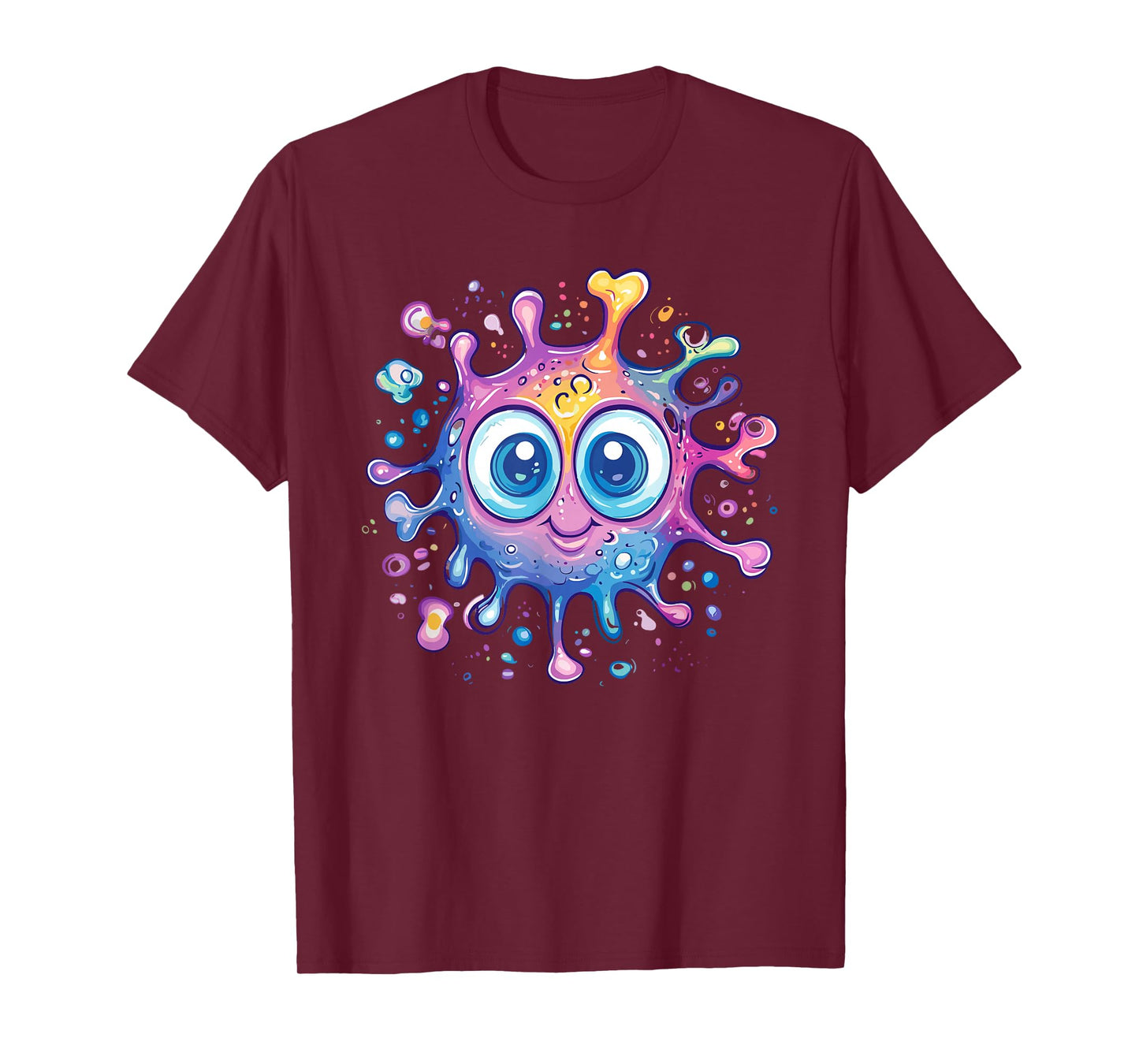 Smiling Colorful Bacteria Cute Pastel Virus Character T-Shirt