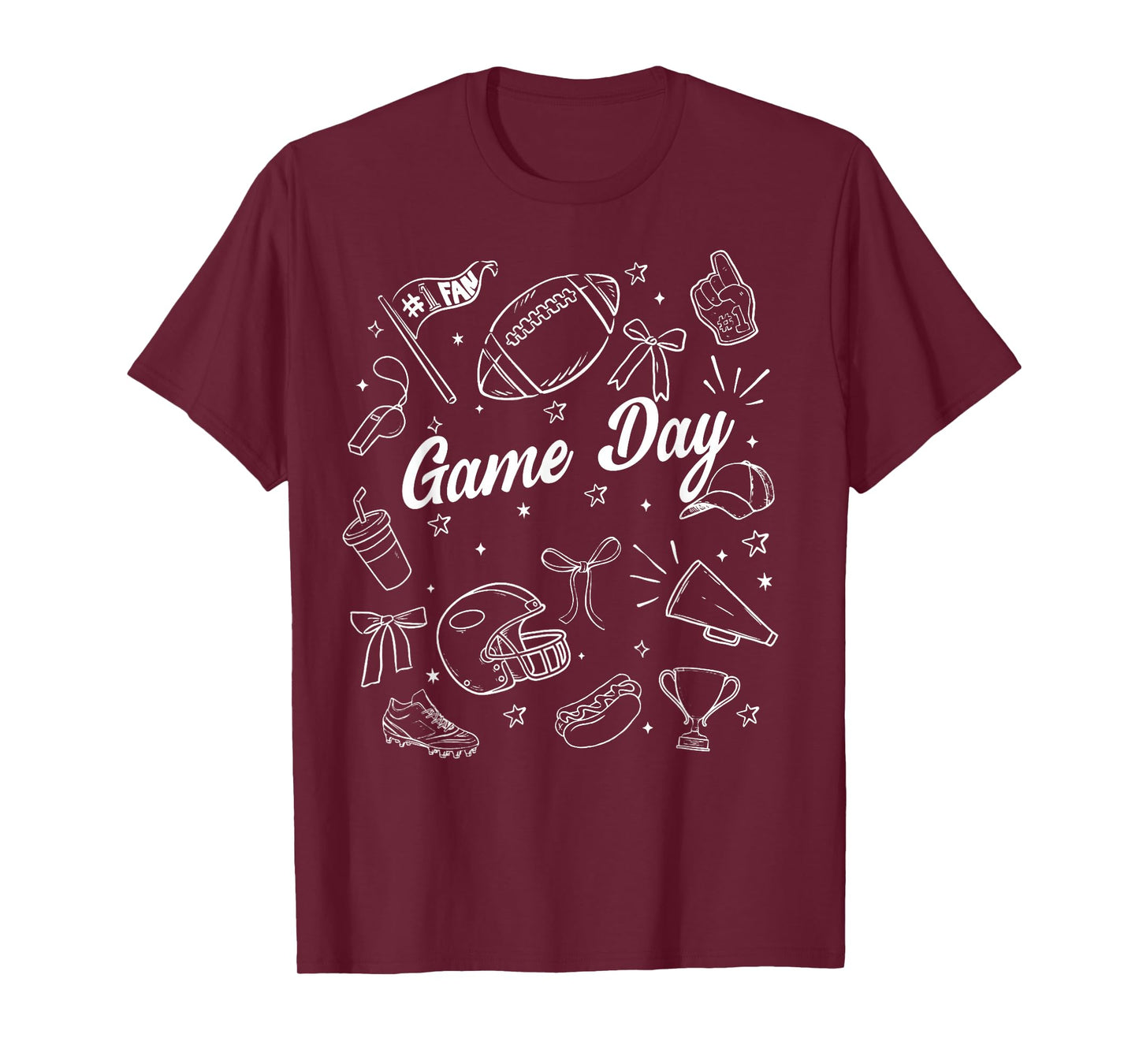 Touchdown Cheer Football Game Day Coquette Bow Women Girls T-Shirt