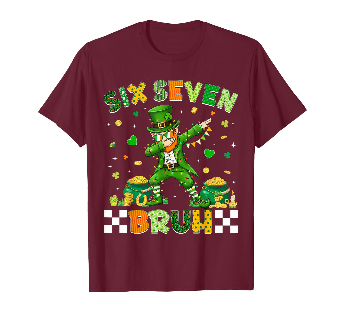 St Patricks Day Bruh 67 Meme Six Seven Dabbing Leprechaun T-Shirt