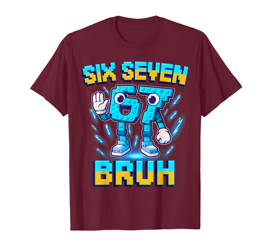 Six Seven Bruh Italian Brainrot Funny 67 Kids Gaming Meme T-Shirt