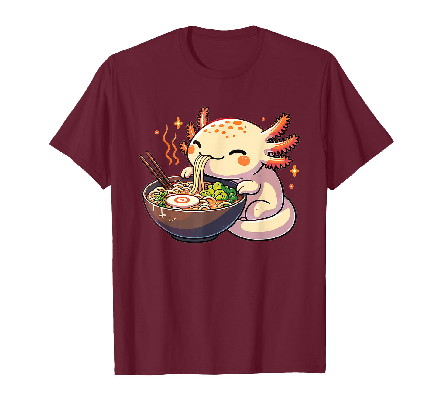 Cute Axolotl Eats Ramen Noodles Axolotls Ramen T-Shirt
