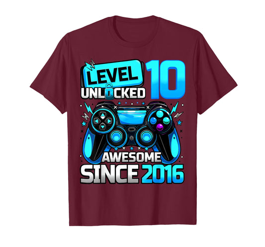 10th Birthday Level Unlocked Dab 10 Bday Gamer Boys Kids T-Shirt