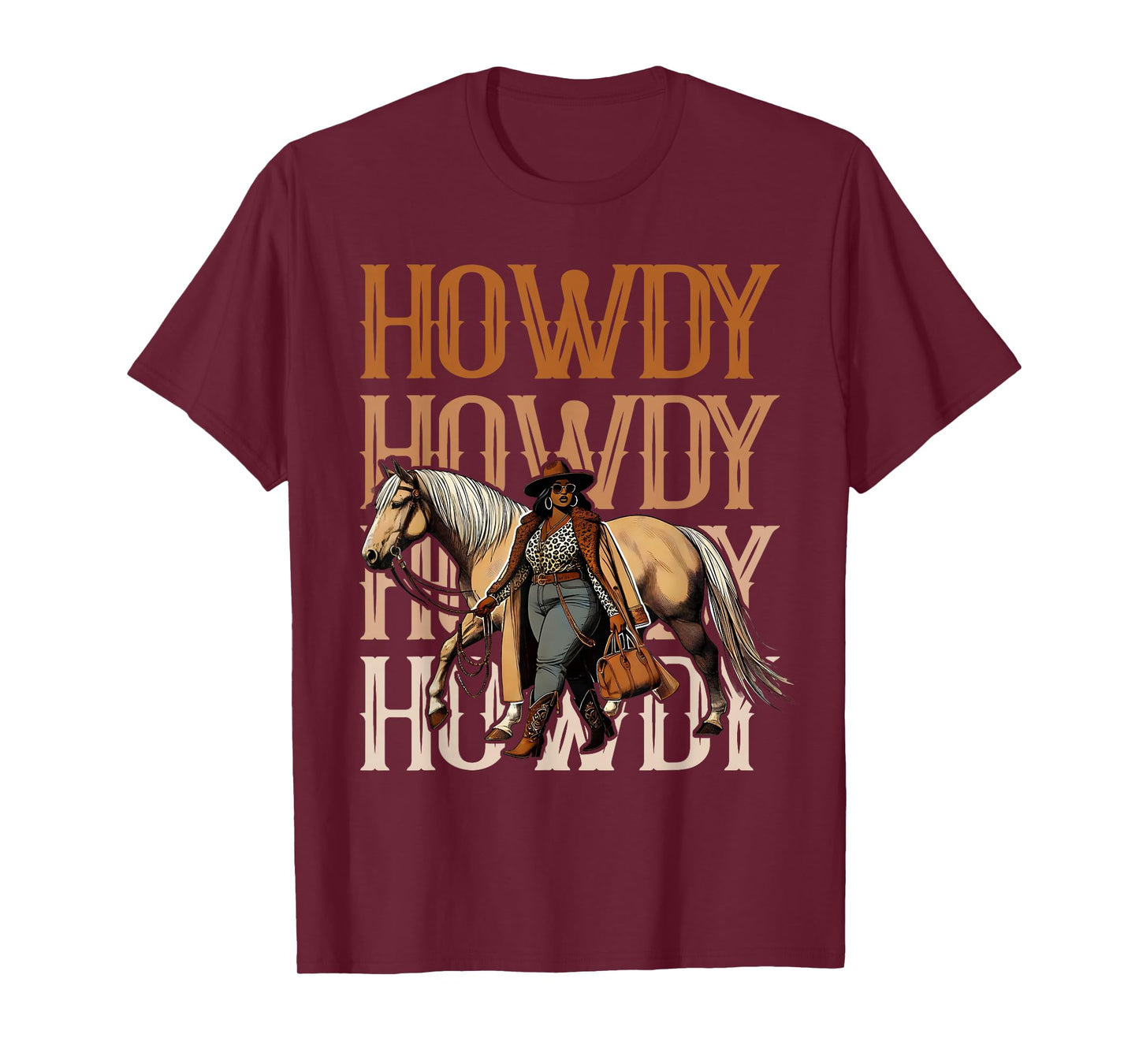 Howdy Black Cowgirl Country Western Rodeo Melanin Texas T-Shirt