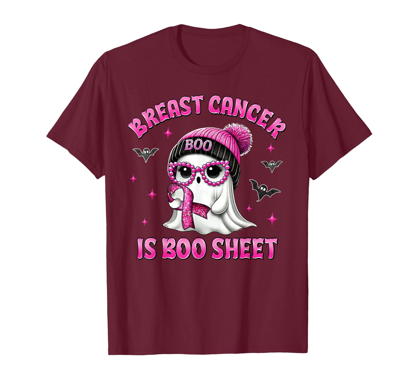 Breast Cancer Is Boo Sheet Pink Ribbon Funny Ghost Halloween T-Shirt