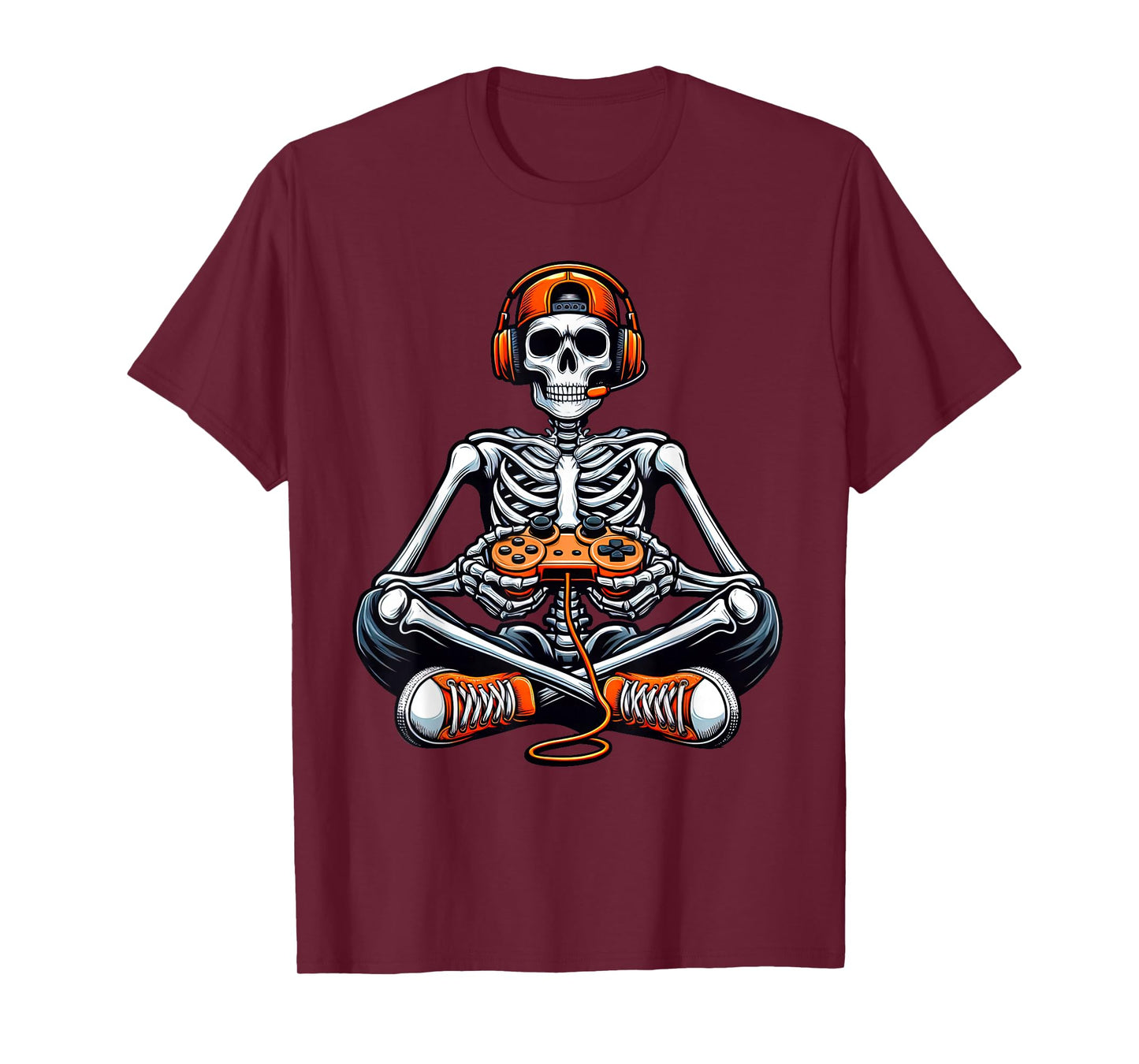 Skeleton Halloween Shirts Gamer Video Gaming Boys Men Kids T-Shirt