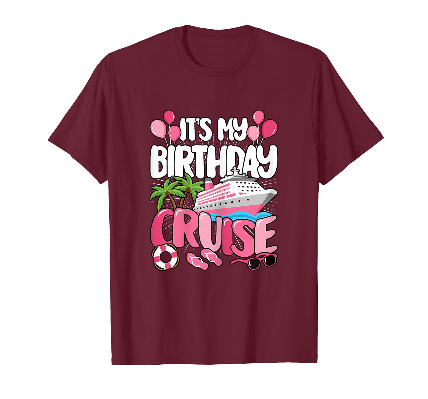 It's My Birthday Cruise Cute Pink Sea Trip Women Girls Kids T-Shirt