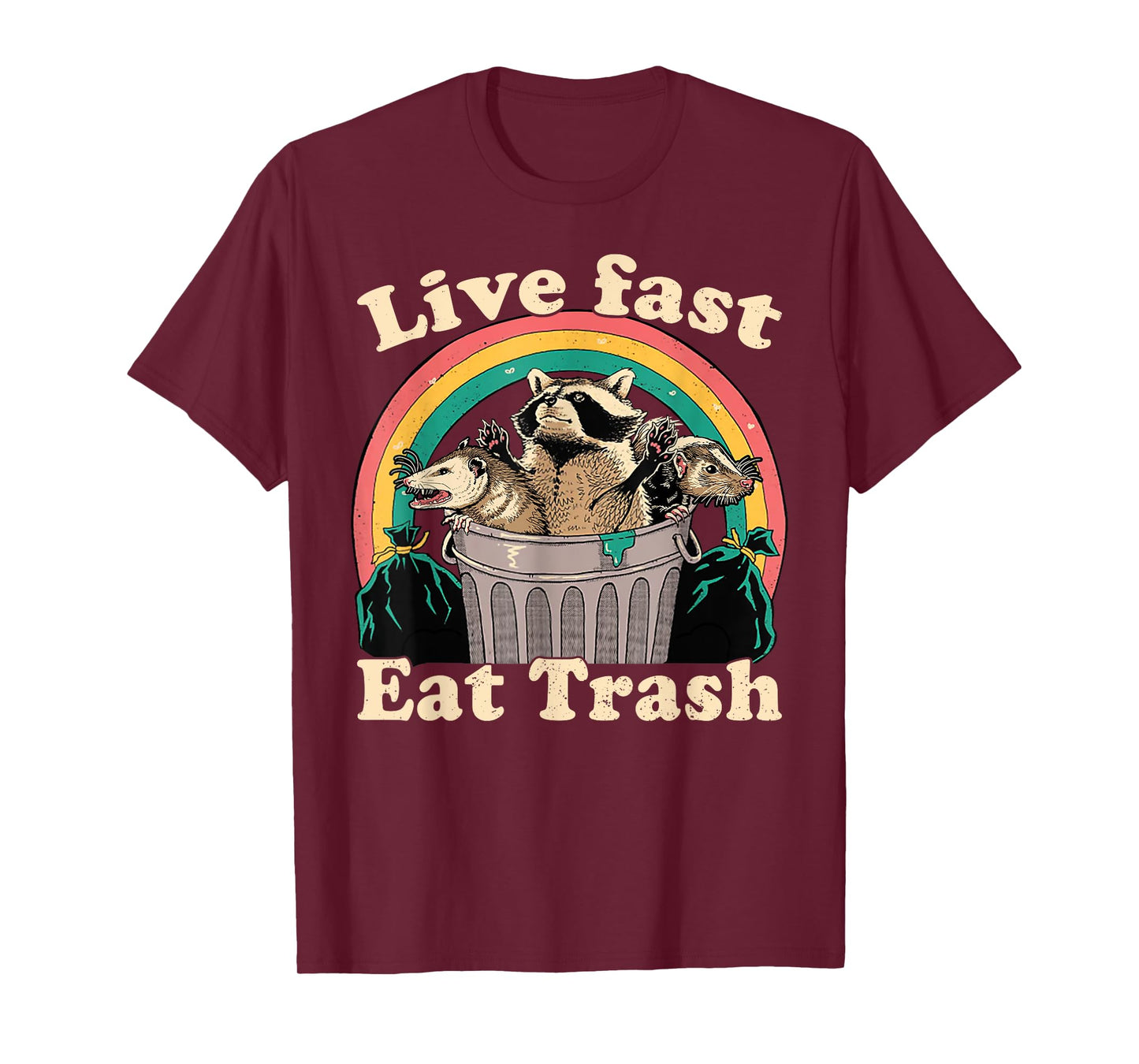 Opossum Raccoon Skunk Live Fast Eat Trash Street Cats Squad T-Shirt