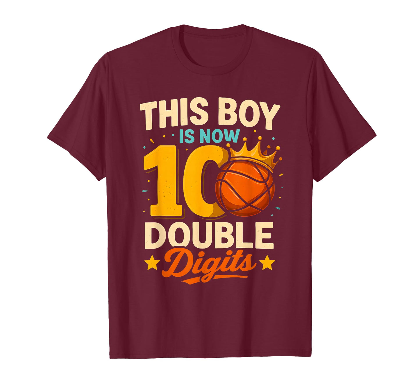 Double Digits Basketball Birthday Boy 10 Year Celebration T-Shirt