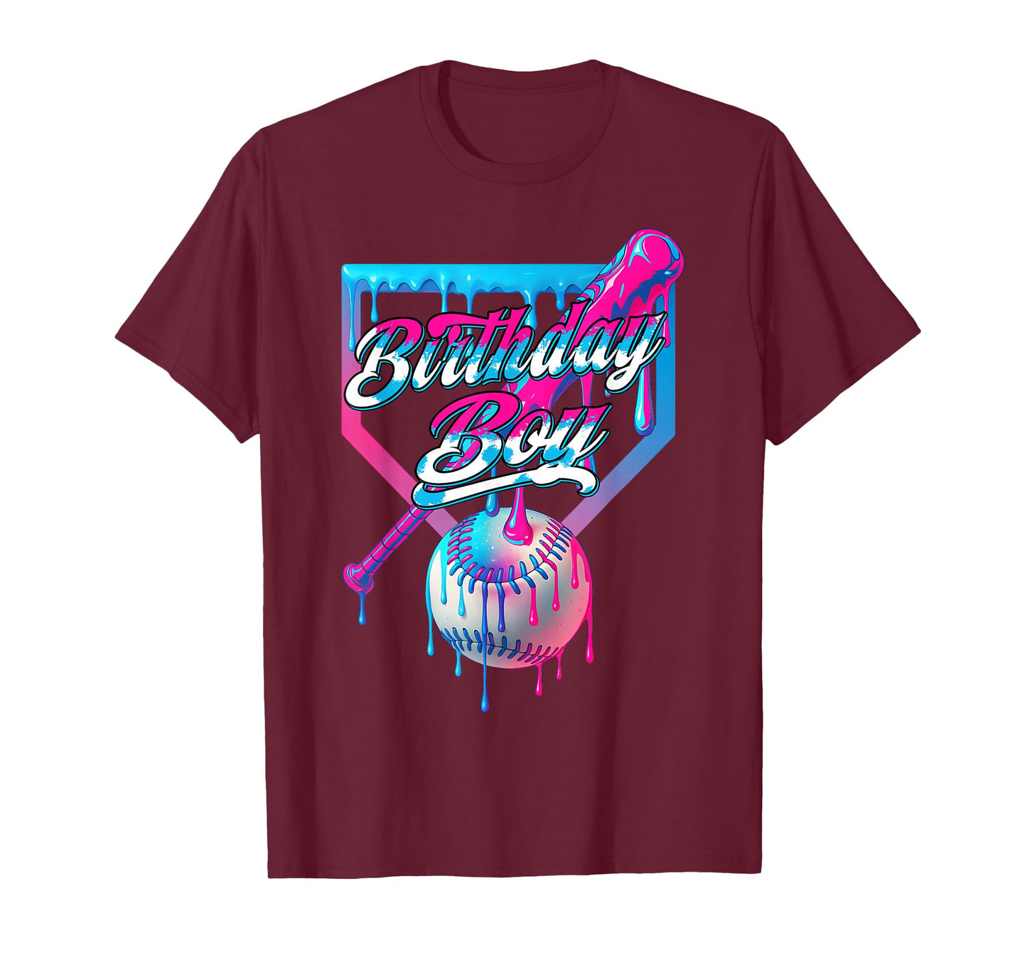Baseball Ice Cream Drip Birthday Boys Youth Kids Party T-Shirt