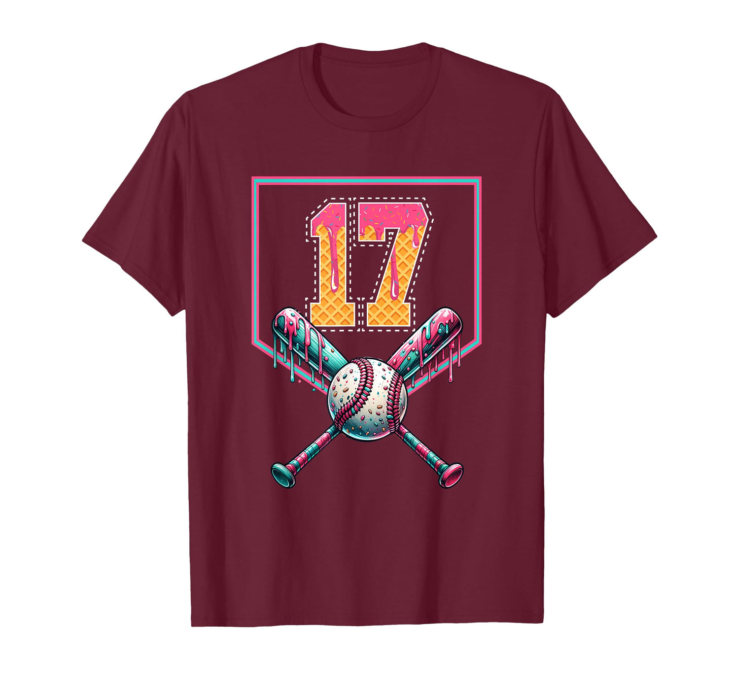 Baseball Drip Number 17 Player Or 17th Birthday Drip Style T-Shirt