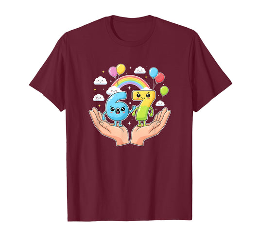 Funny Kawaii Six Seven 6 7 Meme Gen Z/Alpha Slang 6 7 Hands T-Shirt