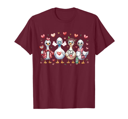 Lung Squad Respiratory Therapist Silly Goose Valentine RT T-Shirt