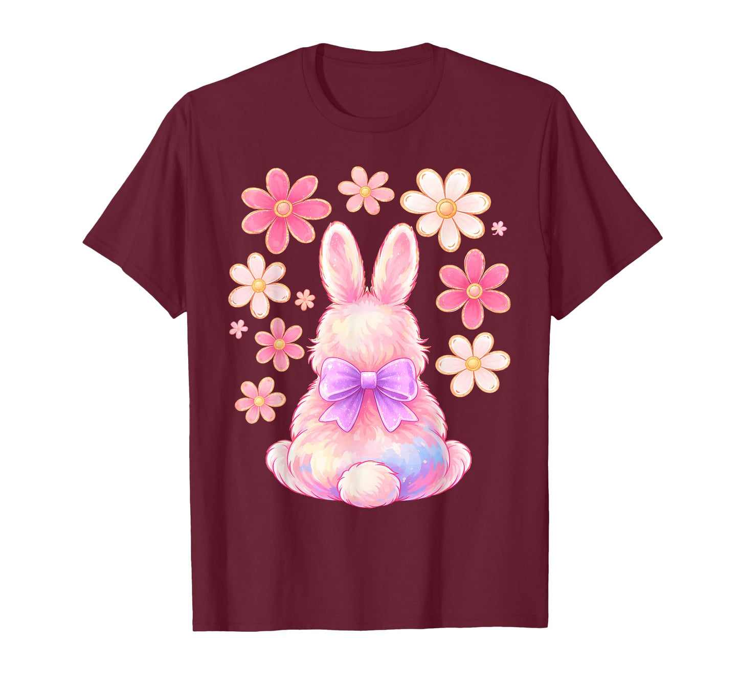 Girls Easter Bunny Face Pink Easter Kids Toddler Girls Women T-Shirt