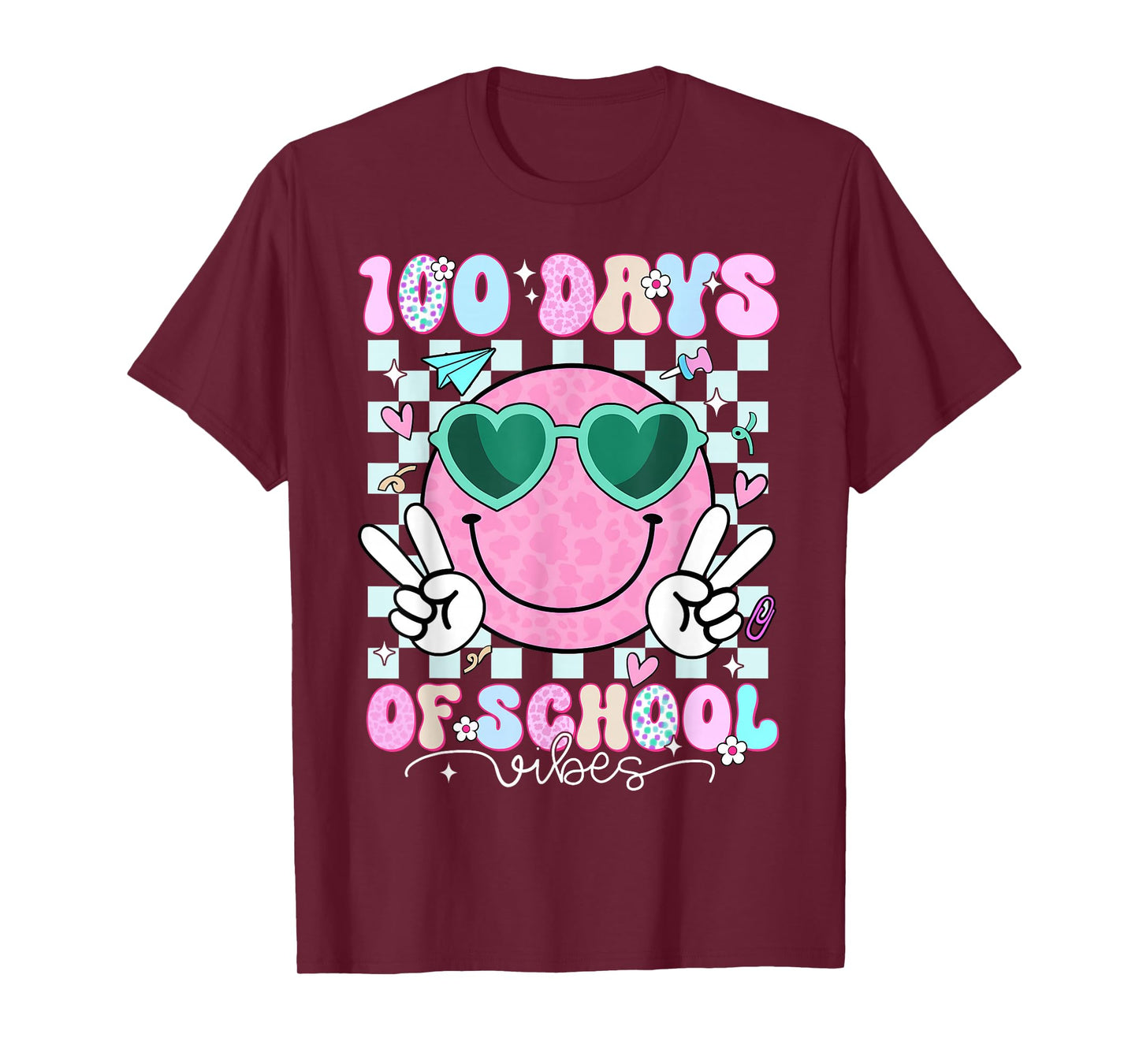 100th Day of School Vibes Cute Smile Face 100 Days of School T-Shirt