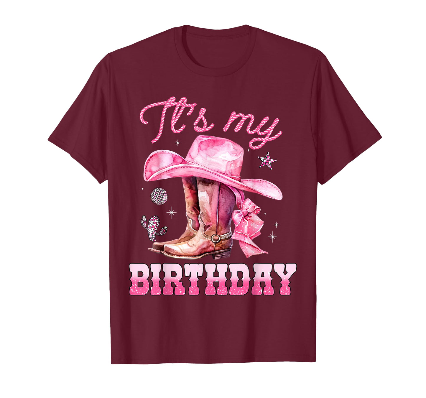 Birthday Girl It's My Birthday Pink Western Cowgirl Birthday T-Shirt