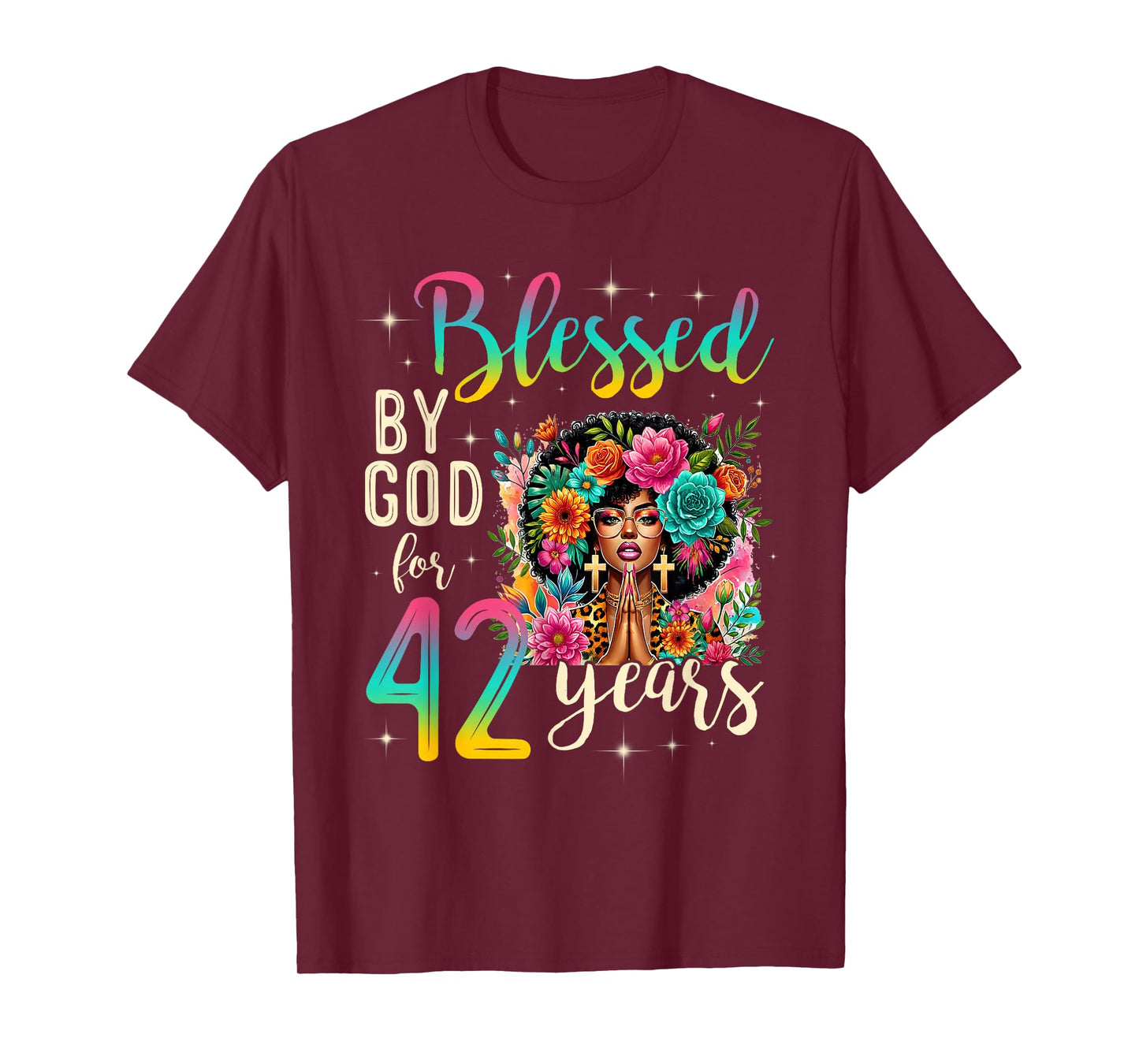 Black Girl Blessed by God for 42 Years Christian Birthday T-Shirt