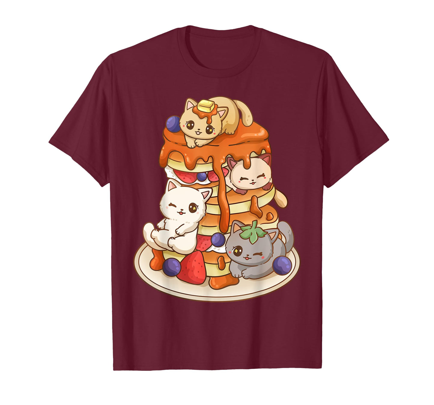 Cat Pancake Stack Kawaii Anime Cat Funny T-Shirt