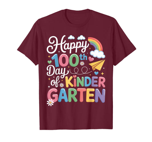 Happy 100th Day of Kindergarten Teachers Boys Girls 100 Days T-Shirt