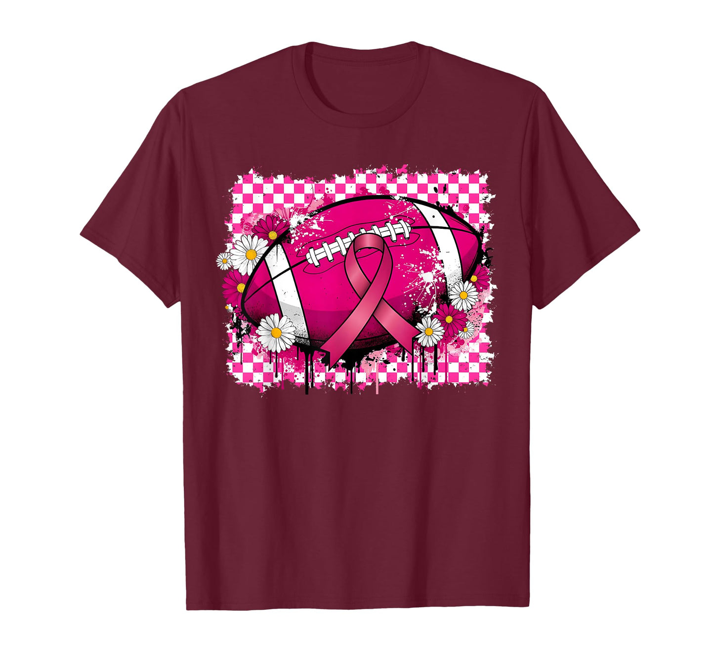Football Pink Ribbon Breast Cancer Awareness Tackle Cancer T-Shirt