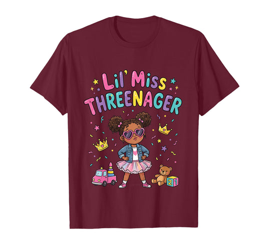 3rd Birthday Girl Sassy Toddler Lil Miss Threenager T-Shirt